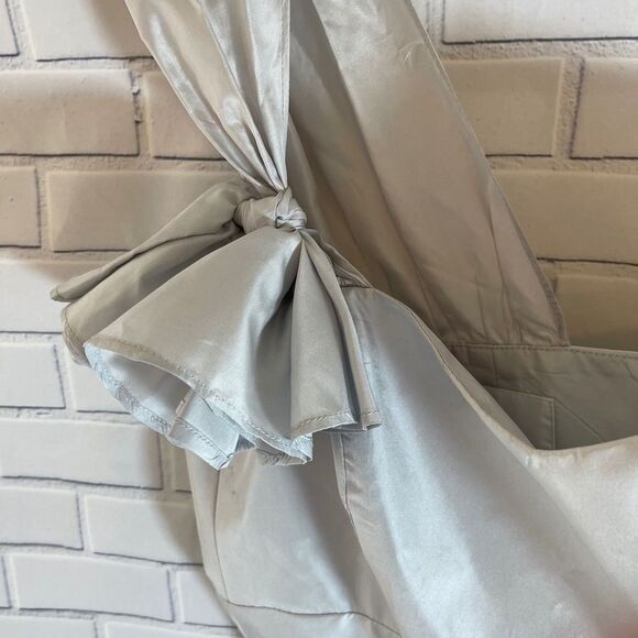 Lynn Lugo Dove Grey Silk One Shoulder Dress Sz 0 - Picture 3 of 7